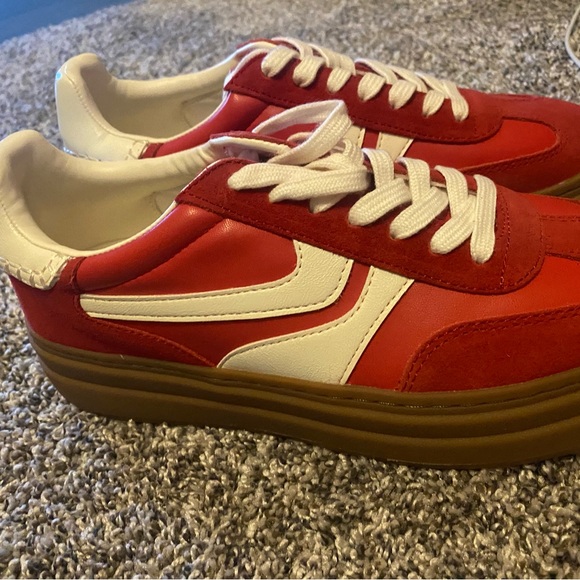 Steve Madden Red Suede Dodge Sneakers - Picture 2 of 4